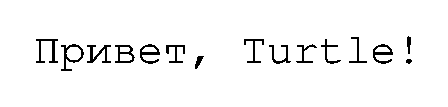 Текст «Привет, Turtle!» шрифтом Arial размером 20, выведенный на белом фоне