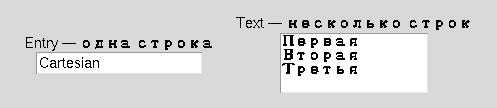 Entry с текстом «Cartesian» рядом с Text из трёх строк