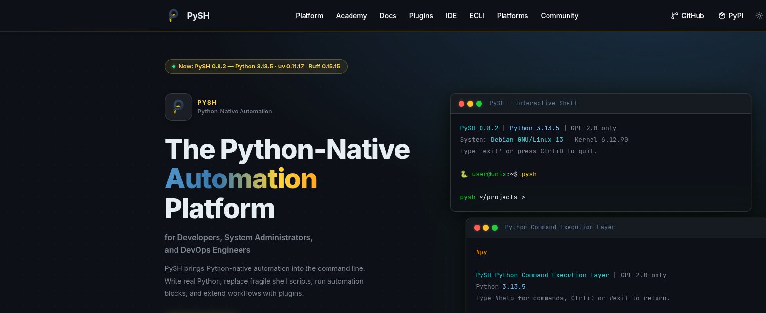 Главная страница официального сайта pysh-shell.com